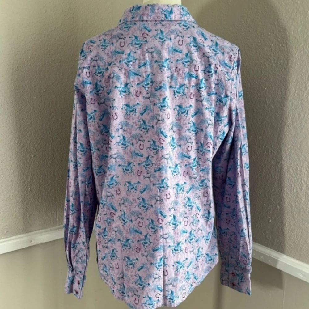 Vintage Wrangler Equestrian Long Sleeve Button Purple Size Large - Picture 5 of 7
